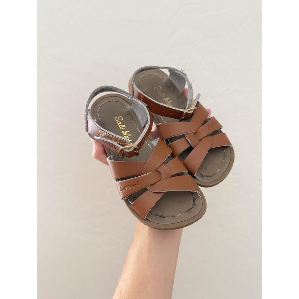 Salt Water Sandals Kids Size 10 Tan Brown Leather Fisherman Strappy Buckle